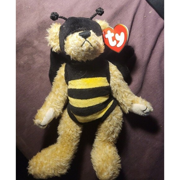 Ty Beezee Bee Teddy Bear Attic Treasures Poseable Jointed Plush With Tag Toy - Picture 3 of 4